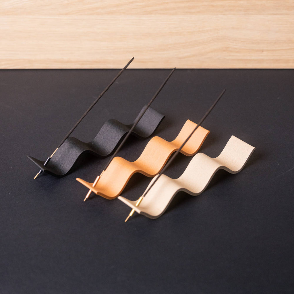 Incense Holder - Wood-based with metal insert - Curly