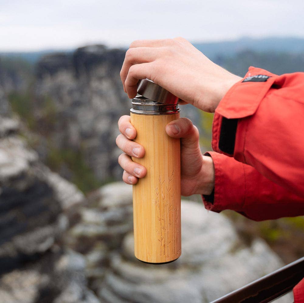 Bamboo Thermo Mug with Tea Strainer