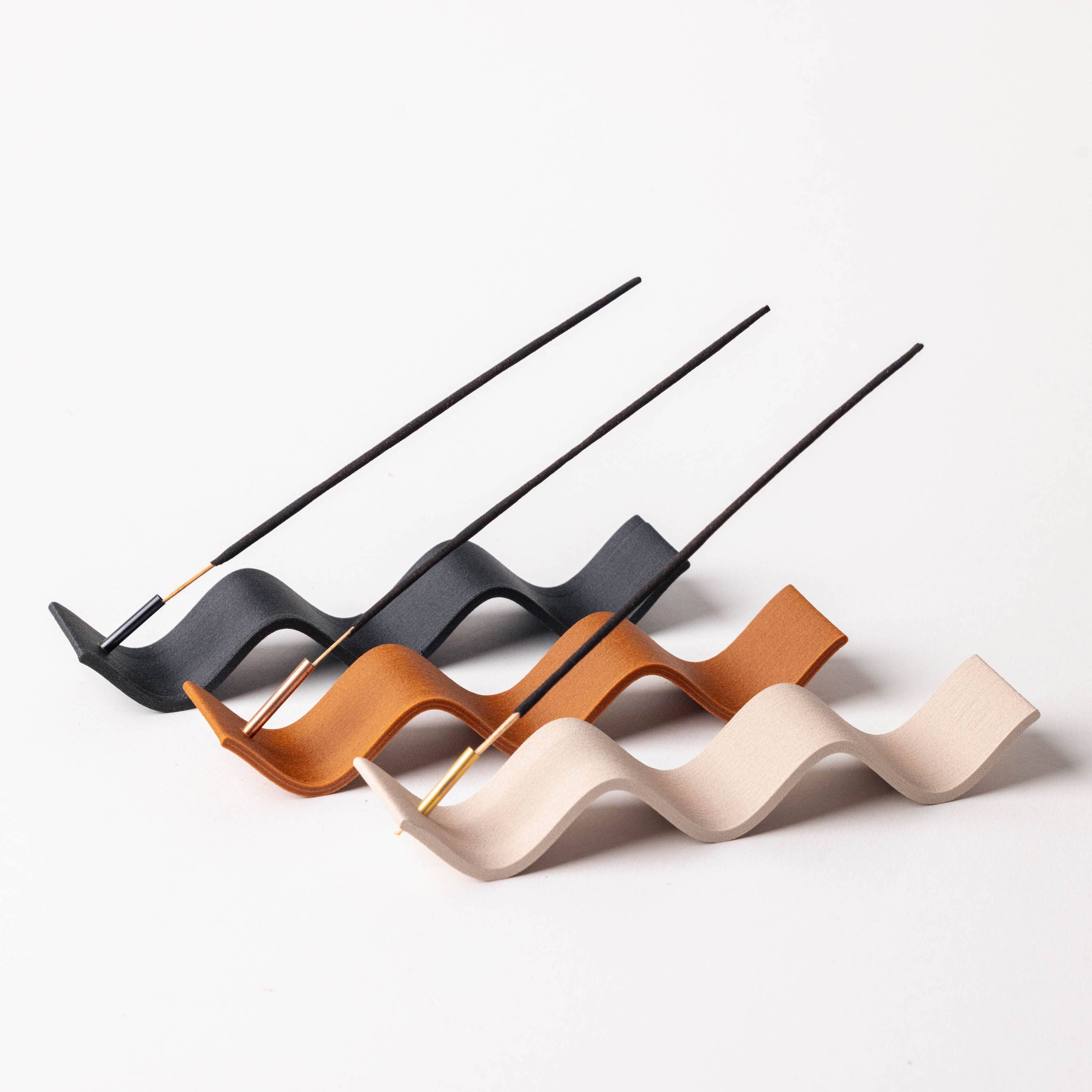 Incense Holder - Wood-based with metal insert - Curly