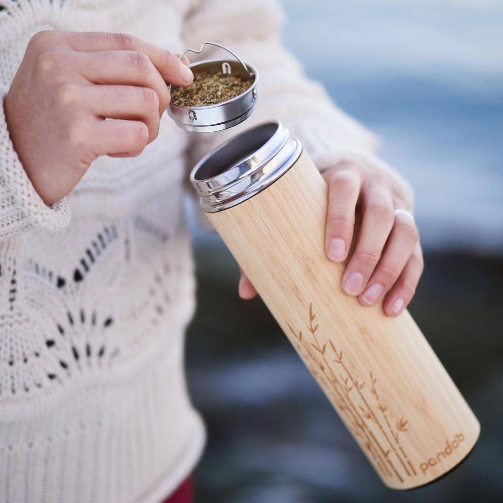 Bamboo Thermo Mug with Tea Strainer