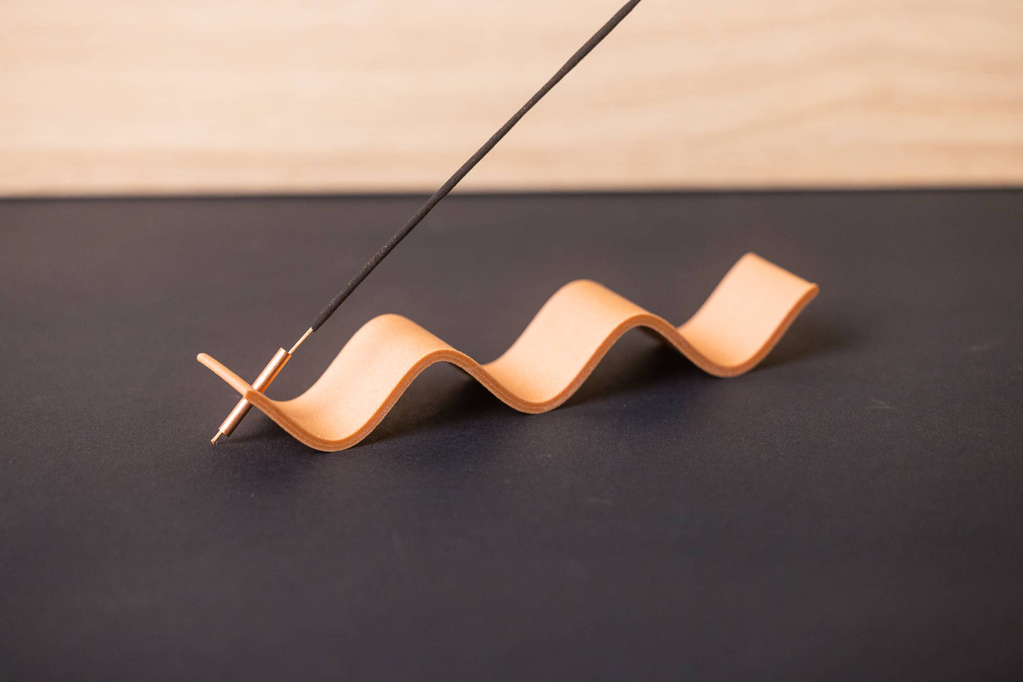 Incense Holder - Wood-based with metal insert - Curly