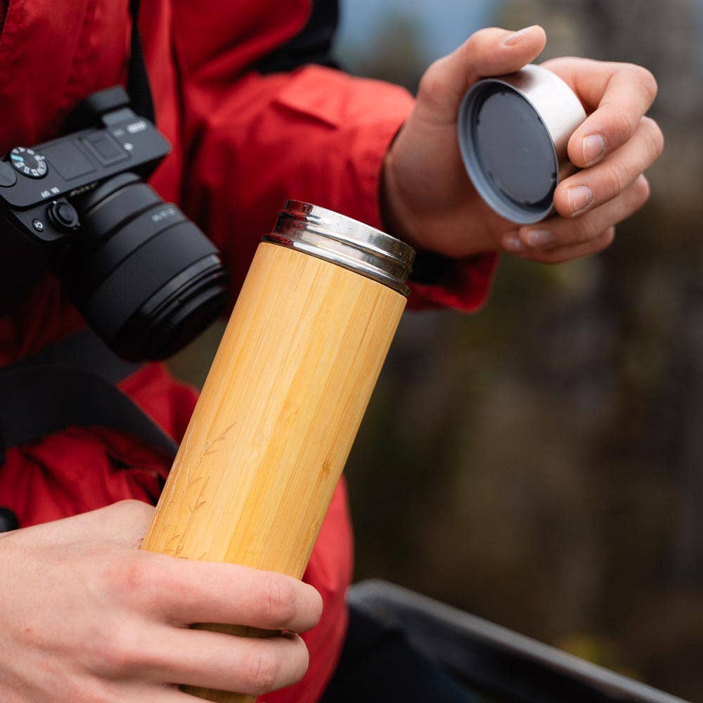Bamboo Thermo Mug with Tea Strainer