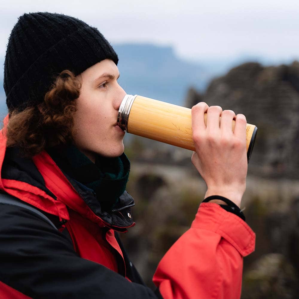 Bamboo Thermo Mug with Tea Strainer