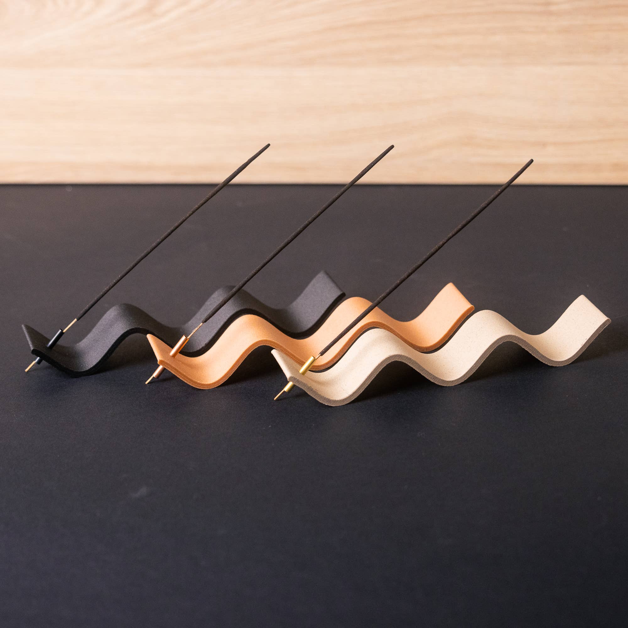 Incense Holder - Wood-based with metal insert - Curly